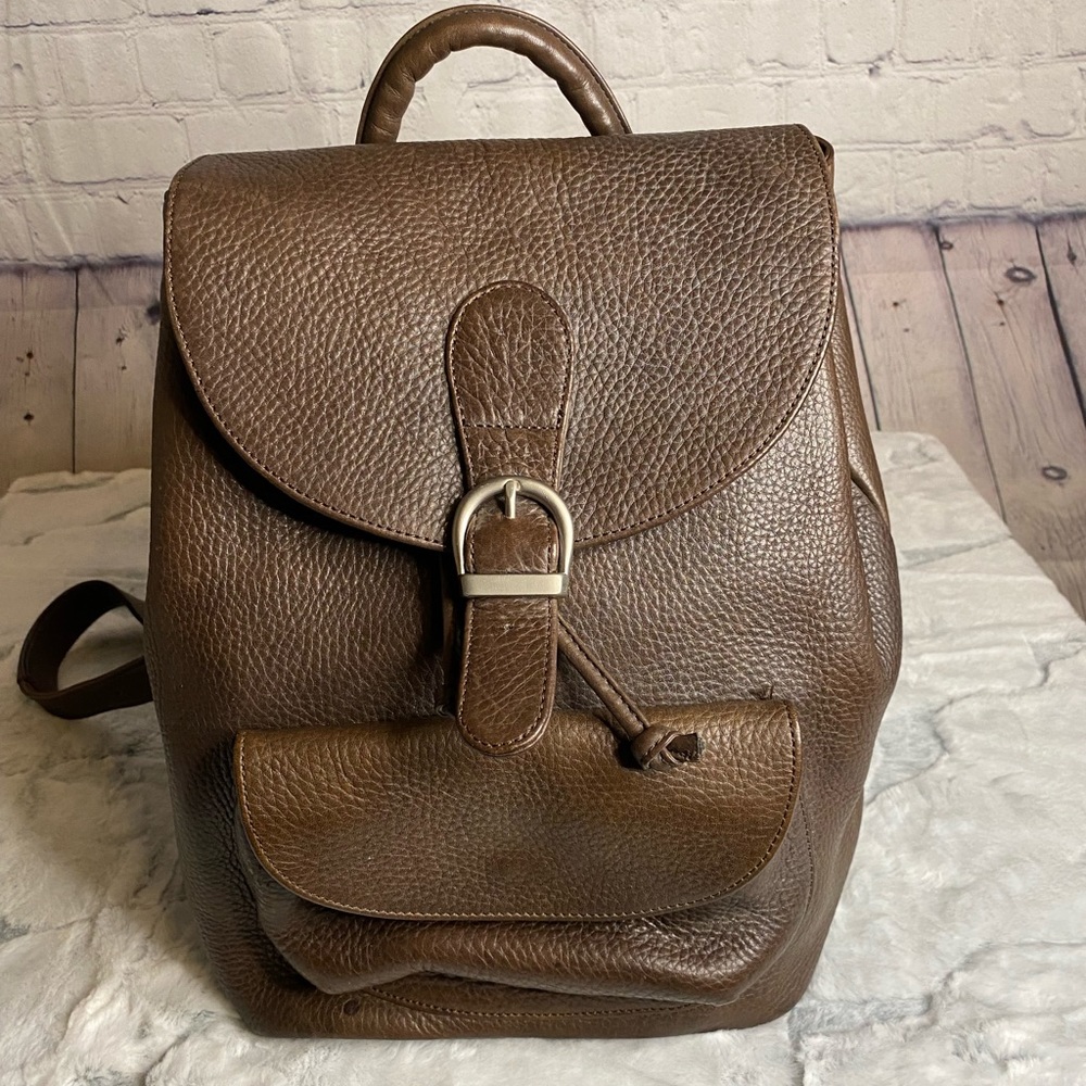 Eddie Bauer vintage brown leather backpack.